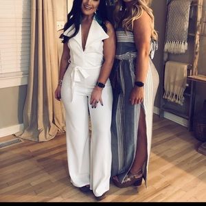 White halter jumpsuit